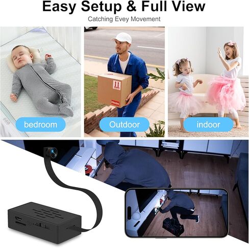كاميرا صغيرة 1080 بكسل تدعم وحدة DIY 2.4G/5G WiFi، وحدة كاميرا مربية صغيرة مع كشف الحركة، زاوية رؤية واسعة 120 درجة، التحكم في التطبيق، تخزين سحابي وSD in Kuwait