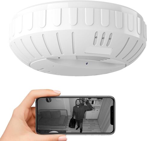 WiFi Fake Smoke Detector Camera PTZ Left/Right Rotation 350 Degrees 2K Security Cam Motion Detection Hidden HD Night Vision Spy, Indoor Camera for Home/Office, 2.4G/5G WiFi in Kuwait