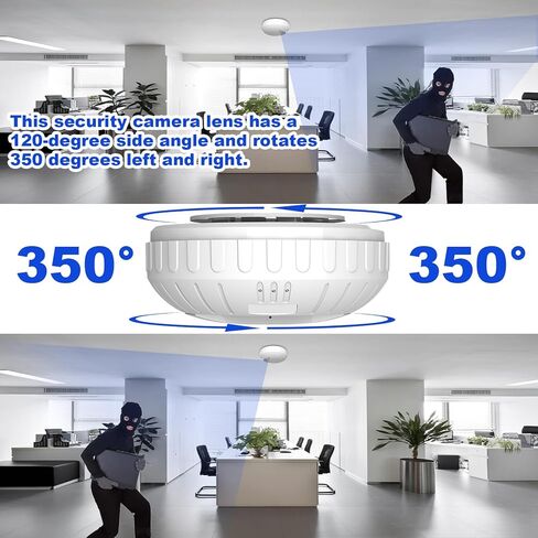 WiFi Fake Smoke Detector Camera PTZ Left/Right Rotation 350 Degrees 2K Security Cam Motion Detection Hidden HD Night Vision Spy, Indoor Camera for Home/Office, 2.4G/5G WiFi in Kuwait