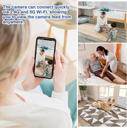 WiFi Fake Smoke Detector Camera PTZ Left/Right Rotation 350 Degrees 2K Security Cam Motion Detection Hidden HD Night Vision Spy, Indoor Camera for Home/Office, 2.4G/5G WiFi in Kuwait