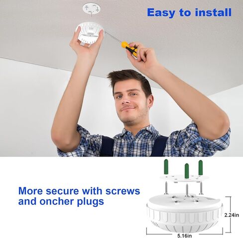 WiFi Fake Smoke Detector Camera PTZ Left/Right Rotation 350 Degrees 2K Security Cam Motion Detection Hidden HD Night Vision Spy, Indoor Camera for Home/Office, 2.4G/5G WiFi in Kuwait