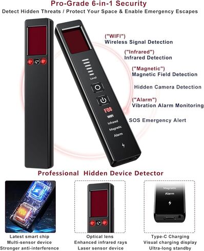 Hidden Camera Detectors, Anti-Spy Camera Finder & GPS Tracker Detector with Anti-Theft & SOS Alarm, Privacy Pen Bug Detector, Portable for Travel, Hotel, Office, Car in Saudi Arabia