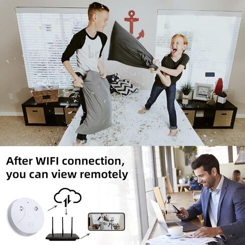 Smart Wireless WiFi Camera Smoke Detector Hidden Camera 1080P Video Indoor Security Camera for Pets, Home Wall Mount Night Vision, Live Viewing, Motion Detection, Android iOS Free App, Loop Filming in Kuwait