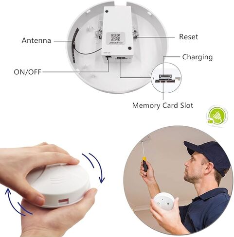 Smart Wireless WiFi Camera Smoke Detector Hidden Camera 1080P Video Indoor Security Camera for Pets, Home Wall Mount Night Vision, Live Viewing, Motion Detection, Android iOS Free App, Loop Filming in Kuwait