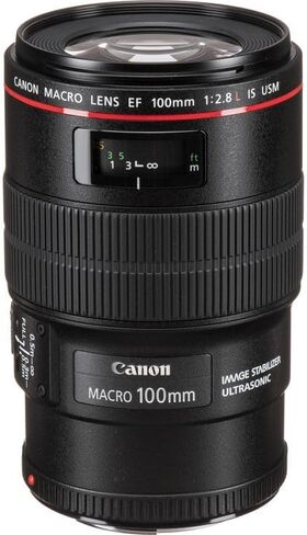 Canon EF 100mm f/2.8L Macro is USM Lens Bundle | L-Series Macro Prime with 1:1 Magnification, Hybrid Image Stabilization & Fast USM AF | Great for Portrait Photos (3554B002) + Filter Kit + More in Kuwait