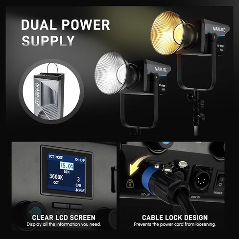 Nanlite FC-720B 750W Bi-Color LED Spotlight, 2700K-6500K High Output COB Video Light, CRI 96 TLCI 98, Bowens Mount,App Control, DMX/RDM, for Film Studio Photography Lighting in Kuwait