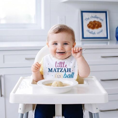 Rite Lite Little Matzah Ball Embroidered Baby Bib Cute Jewish Baby Bib for Newborns Infants Toddlers Judaica Baby Gift Kosher Food Theme Baby Shower in Kuwait