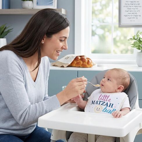 Rite Lite Little Matzah Ball Embroidered Baby Bib Cute Jewish Baby Bib for Newborns Infants Toddlers Judaica Baby Gift Kosher Food Theme Baby Shower in Kuwait