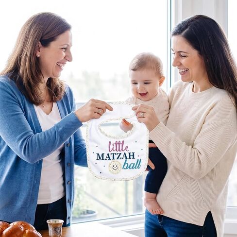 Rite Lite Little Matzah Ball Embroidered Baby Bib Cute Jewish Baby Bib for Newborns Infants Toddlers Judaica Baby Gift Kosher Food Theme Baby Shower in Kuwait