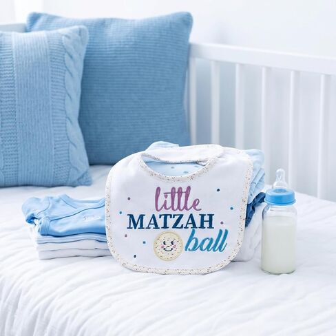 Rite Lite Little Matzah Ball Embroidered Baby Bib Cute Jewish Baby Bib for Newborns Infants Toddlers Judaica Baby Gift Kosher Food Theme Baby Shower in Kuwait