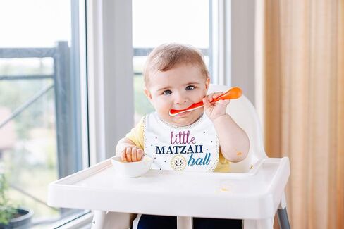 Rite Lite Little Matzah Ball Embroidered Baby Bib Cute Jewish Baby Bib for Newborns Infants Toddlers Judaica Baby Gift Kosher Food Theme Baby Shower in Kuwait