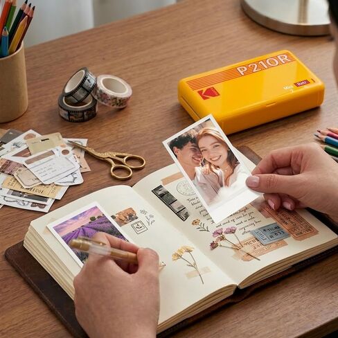 طابعة صور محمولة KODAK Mini 2 Retro 2x3، 98 ورقة، طابعة بلوتوث للهاتف الذكي لهواتف iPhone وAndroid، مطبوعات ملونة فورية، صبغ التسامي 4PASS، أصفر in Kuwait