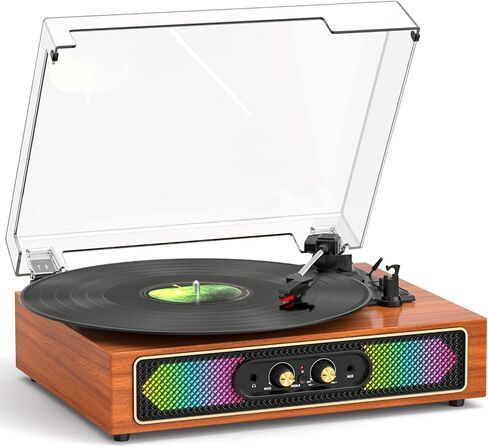 Retro Vinyl Record Player with Speakers, Bass/Treble Control,Black in Saudi Arabia