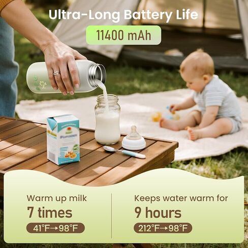 Portable Bottle Warmer for Travel, 3-Min Fast Heating, 12oz Baby Bottle Warmer for Breastmilk & Formula, 6 Precise Temp Control & 6 Time Settings, Baby Milk Warmer for Airplane, Car and Outdoor in Kuwait
