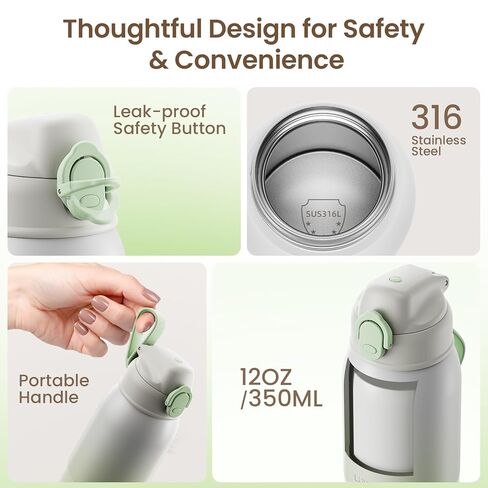 Portable Bottle Warmer for Travel, 3-Min Fast Heating, 12oz Baby Bottle Warmer for Breastmilk & Formula, 6 Precise Temp Control & 6 Time Settings, Baby Milk Warmer for Airplane, Car and Outdoor in Kuwait