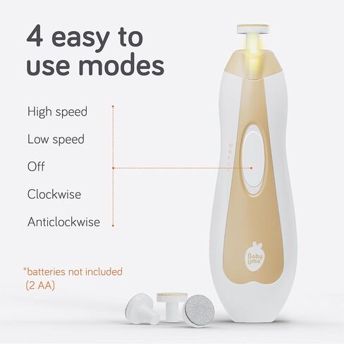 Baby Uma LED Baby Nail Trimmer Electric - Auto-Safety Stop Baby Nail Clippers, Bi-Directional Electric Baby Nail File with 2 Speeds & 6 Filing Discs, Newborn Essentials (+ Travel Case) in Saudi Arabia
