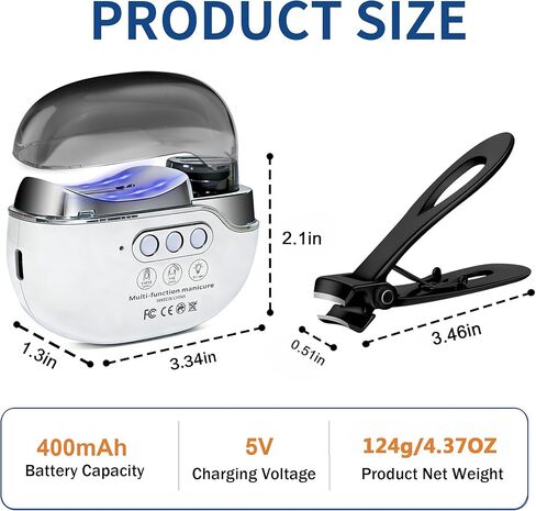 3-in-1 Electric Nail Clipper & Grinder Kit with Collector & LED Light,Baby Nail File,3-Speed Rechargeable Trimmer, Polisher & Storage for Babies, Kids,Seniors and Adults in Kuwait