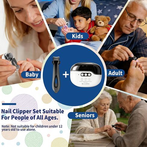 3-in-1 Electric Nail Clipper & Grinder Kit with Collector & LED Light,Baby Nail File,3-Speed Rechargeable Trimmer, Polisher & Storage for Babies, Kids,Seniors and Adults in Kuwait