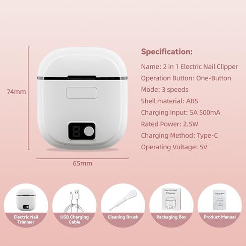 Electric Nail Clippers for Seniors & Adults, 2026 Upgrade 3-Speed Automatic Toenail Trimmer with LED Light and Nail Dust Collector, Portable Rechargeable Nail Cutter for Thick Nails, Babies, and Kids in Kuwait