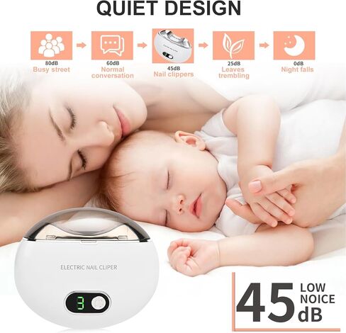 Electric Nail Clipper & Nail File Automatic Trimmer with 3-Speed Adjustment LED Light, Built-in Storage, USB Rechargeable, Gently Trims Thick Nails Safe for Child Seniors - Baby Electric Nail File in Kuwait