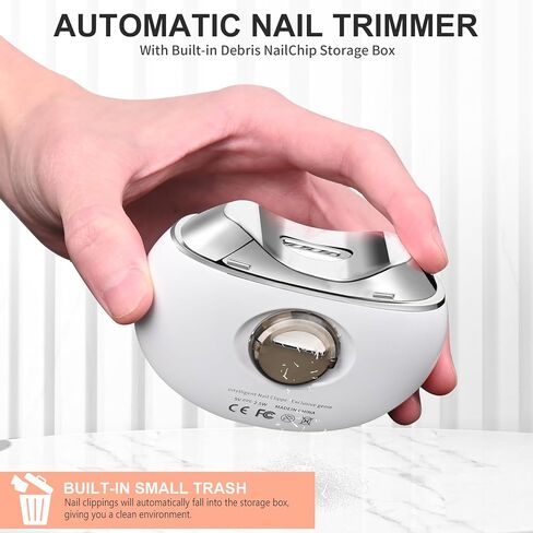 Electric Nail Clipper & Nail File Automatic Trimmer with 3-Speed Adjustment LED Light, Built-in Storage, USB Rechargeable, Gently Trims Thick Nails Safe for Child Seniors - Baby Electric Nail File in Kuwait