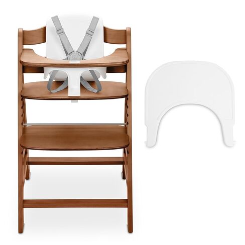 hauck Adjustable Wooden High Chair for Babies and Toddlers - Includes Baby Insert, Tray & Safety Harness - Grows with Child up to 198 lbs - Natural in Kuwait