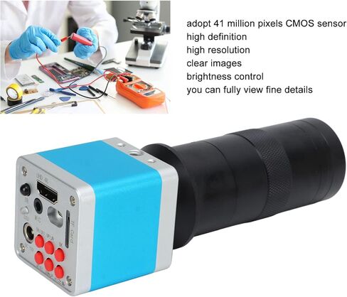 كاميرا مجهرية بدقة 4K UHD HDMI، ومستشعر CMOS بدقة 41 ميجابكسل، ومواد ممتازة، وعدسة تثبيت 150X C، وتطبيق واسع للإلكترونيات الدقيقة، والمجوهرات (قابس الولايات المتحدة) in Kuwait