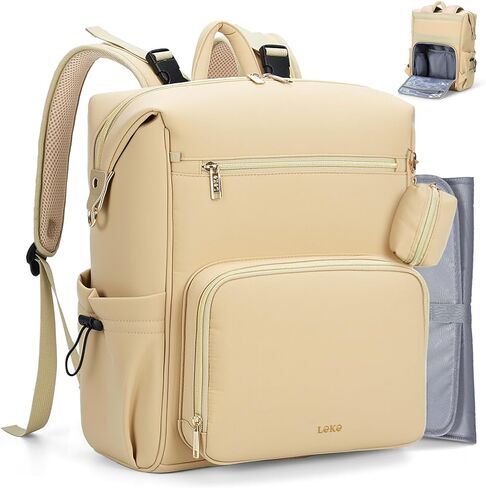 Lekesky Pañaleras para bebe, Diaper Bag Backpack for Baby, Large Capacity Diaper Bag with 16 Pockets, 1.52lb Lightweight Waterproof Diaper Backpack with Changing Pad, Stroller Bag for Mom Dad Travel in Saudi Arabia