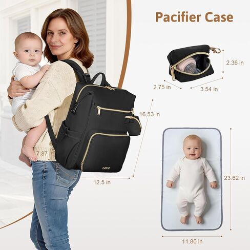 Lekesky Pañaleras para bebe, Diaper Bag Backpack for Baby, Large Capacity Diaper Bag with 16 Pockets, 1.52lb Lightweight Waterproof Diaper Backpack with Changing Pad, Stroller Bag for Mom Dad Travel in Saudi Arabia