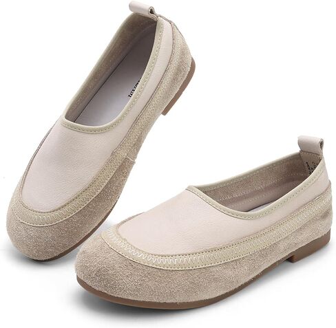 Women's Loafers - Slip On Flats for Women with Spliced Leather Comfortable Walking Shoes for Women,Leisure & Work Flats in Saudi Arabia