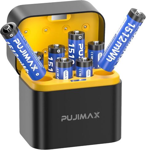 PUJIMAX بطاريات AAA قابلة لإعادة الشحن ليثيوم 1512 ميجاوات في الساعة بطاريات ليثيوم AAA ثلاثية عالية السعة 1.5 فولت مع شاحن سريع USB-C، أكثر من 1000 دورة، صديقة للبيئة لجهاز التحكم عن بعد والماوس والألعاب والمصابيح الكاشفة، 8 عبوات in Kuwait