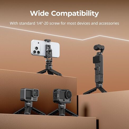 SMALLRIG Camera Tripod for DJI Osmo Pocket 4 / Pocket 3 / Action 6/5 Pro, for Action Cameras, 1/4"-20 Screw, Load Capacity 500g / 17.6oz, Weight 50g / 1.76oz, Compact at 10cm / 3.9'' - 6049 in Kuwait