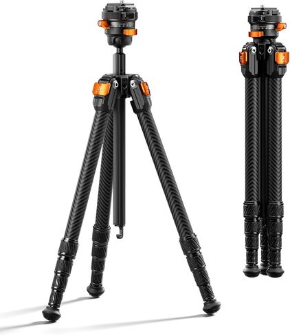 حامل ثلاثي للسفر من ألياف الكربون مقاس 60 بوصة من K&F للكاميرا، خفيف الوزن للغاية 2.0 رطل مع محور مركزي مرن، رأس كرة قابلة للإمالة بزاوية 360 درجة، لوحة Arca QR، أقصى تحميل 13.2 رطل in Kuwait