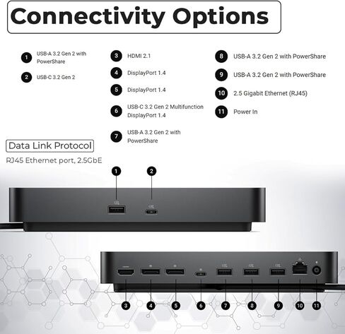 Dell WD19TBS محطة الإرساء Thunderbolt مع محول طاقة AC 180W (توصيل الطاقة 130W) + كابل HDMI + كابل DisplayPort + USB C إلى C Cable Cable + Microfiber Cloth in Kuwait
