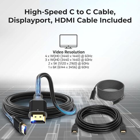 Dell WD19TBS محطة الإرساء Thunderbolt مع محول طاقة AC 180W (توصيل الطاقة 130W) + كابل HDMI + كابل DisplayPort + USB C إلى C Cable Cable + Microfiber Cloth in Kuwait