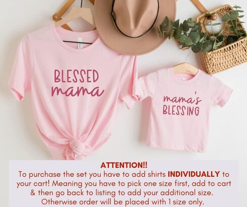 Mama's Blessing Mommy And Me Matching Outfits, Mom Daughter Matching Outfits, Mother Son Matching Shirts, Mothers Day Gifts Blessed Mama Baby Onesie, Girl, Boy, Toddler, Christian Mom Shirts For Women in Kuwait