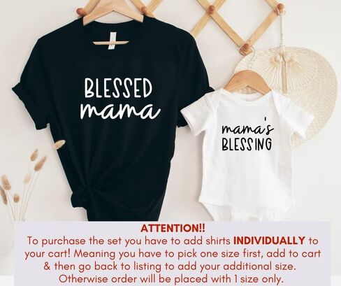 Mama's Blessing Mommy And Me Matching Outfits, Mom Daughter Matching Outfits, Mother Son Matching Shirts, Mothers Day Gifts Blessed Mama Baby Onesie, Girl, Boy, Toddler, Christian Mom Shirts For Women in Kuwait