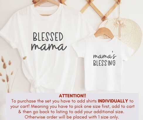 Mama's Blessing Mommy And Me Matching Outfits, Mom Daughter Matching Outfits, Mother Son Matching Shirts, Mothers Day Gifts Blessed Mama Baby Onesie, Girl, Boy, Toddler, Christian Mom Shirts For Women in Kuwait