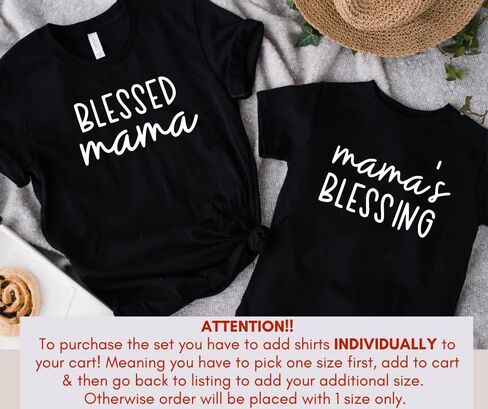 Mama's Blessing Mommy And Me Matching Outfits, Mom Daughter Matching Outfits, Mother Son Matching Shirts, Mothers Day Gifts Blessed Mama Baby Onesie, Girl, Boy, Toddler, Christian Mom Shirts For Women in Kuwait