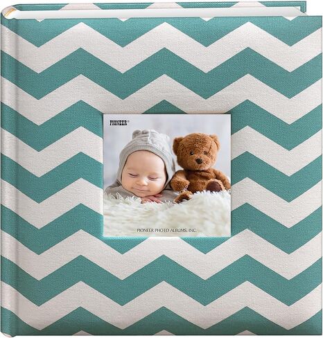 Pioneer Photo Albums Baby Chevron Fabric Frame Cover Photo Album 200 Pockets Hold 4x6 Photos, Blue in Kuwait