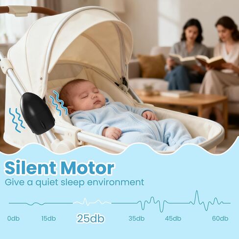 Rechargeable Stroller Rocker, 5 Speeds, 40-Min Timer, Black | Portable Vibrating Baby Soother, Gently Rockers Any Stroller, Pram, or Pushchair, Multiple Color Options in Saudi Arabia