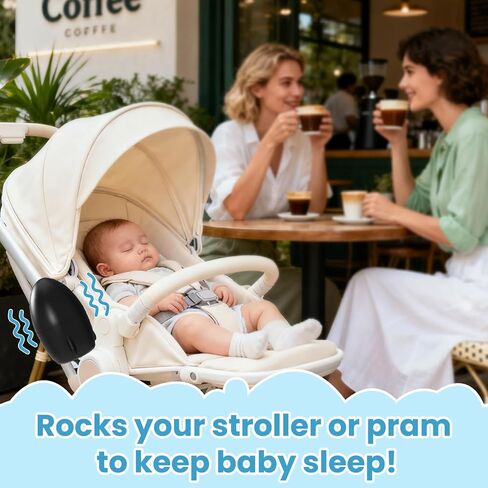 Rechargeable Stroller Rocker, 5 Speeds, 40-Min Timer, Black | Portable Vibrating Baby Soother, Gently Rockers Any Stroller, Pram, or Pushchair, Multiple Color Options in Saudi Arabia