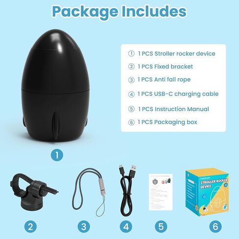 Rechargeable Stroller Rocker, 5 Speeds, 40-Min Timer, Black | Portable Vibrating Baby Soother, Gently Rockers Any Stroller, Pram, or Pushchair, Multiple Color Options in Saudi Arabia