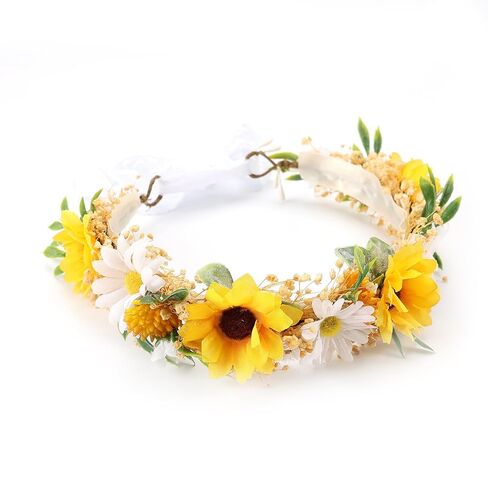 Flower Crown for Toddler 1-3 Years Baby Girls Headband Photo Prop | Dried Flower Hair Wreath with Burnt Orange Preserved Hydrangea Babys Breath 1st Birthday Party Headpieces in Kuwait