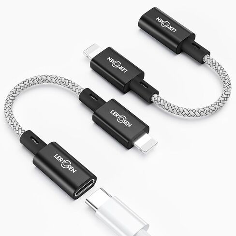 2 Pack 27W USB C Female to Lightning Male Cable Adapter, Type C Converter Cord Connector with Fast Charging & Data Transfer for iPhone 14/13/12/11,iPad, Airpods,Not for Audio/Headphone/OTG in Saudi Arabia