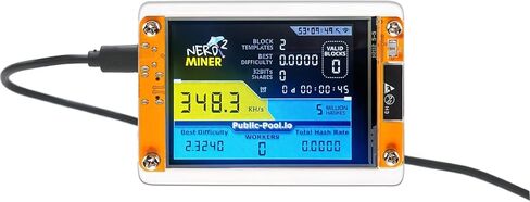 Nerd Miner، جهاز تعدين يانصيب Bitcoin Solo One Shot مع شاشة ذكية صغيرة مقاس 2.8 بوصة، سرعة تجزئة تصل إلى 350 كيلو هرتز في الثانية، هادئ وسهل الإعداد، مناسب للأعمال اليدوية والتعليم، كهدية in Kuwait