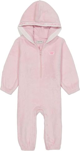 Calvin Klein Baby Girls' Long Sleeve Coverall Onesie With Hood in Kuwait