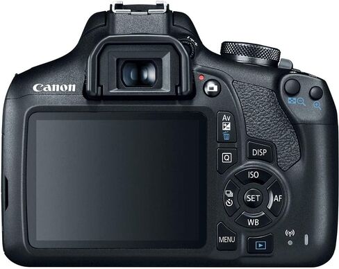 كاميرا Canon EOS Rebel T7 DSLR مع عدسات 18-55 مم و75-300 مم (2727C021)، بطاقة 64 جيجابايت، برنامج Corel Photo، بطارية LPE10، قارئ بطاقات، مجموعة تنظيف فاخرة، حامل ثلاثي القوائم مرن، محفظة ذاكرة (متجددة) in Kuwait