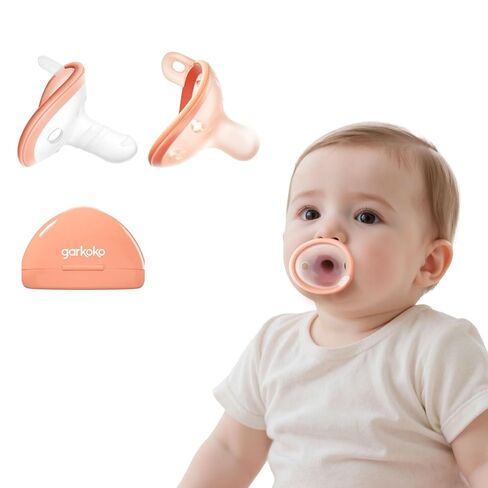 Garkoko Breast & Thumb Inspired Baby Pacifier Set with Case, 2-Pack Soothing Infant Pacifiers, Non-Contact Shield, BPA-Free Food-Grade Silicone in Kuwait