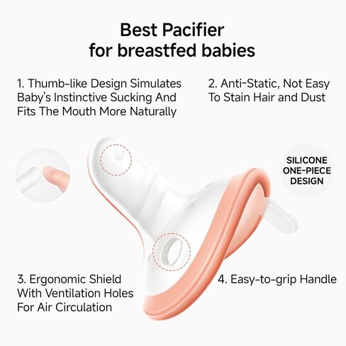 Garkoko Breast & Thumb Inspired Baby Pacifier Set with Case, 2-Pack Soothing Infant Pacifiers, Non-Contact Shield, BPA-Free Food-Grade Silicone in Kuwait
